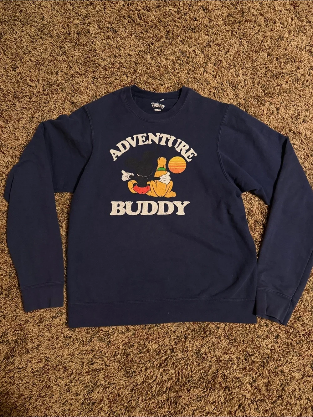 Disney Navy 'Adventure Buddy' Crewneck Sweatshirt with Pluto & Mickey Graphic
